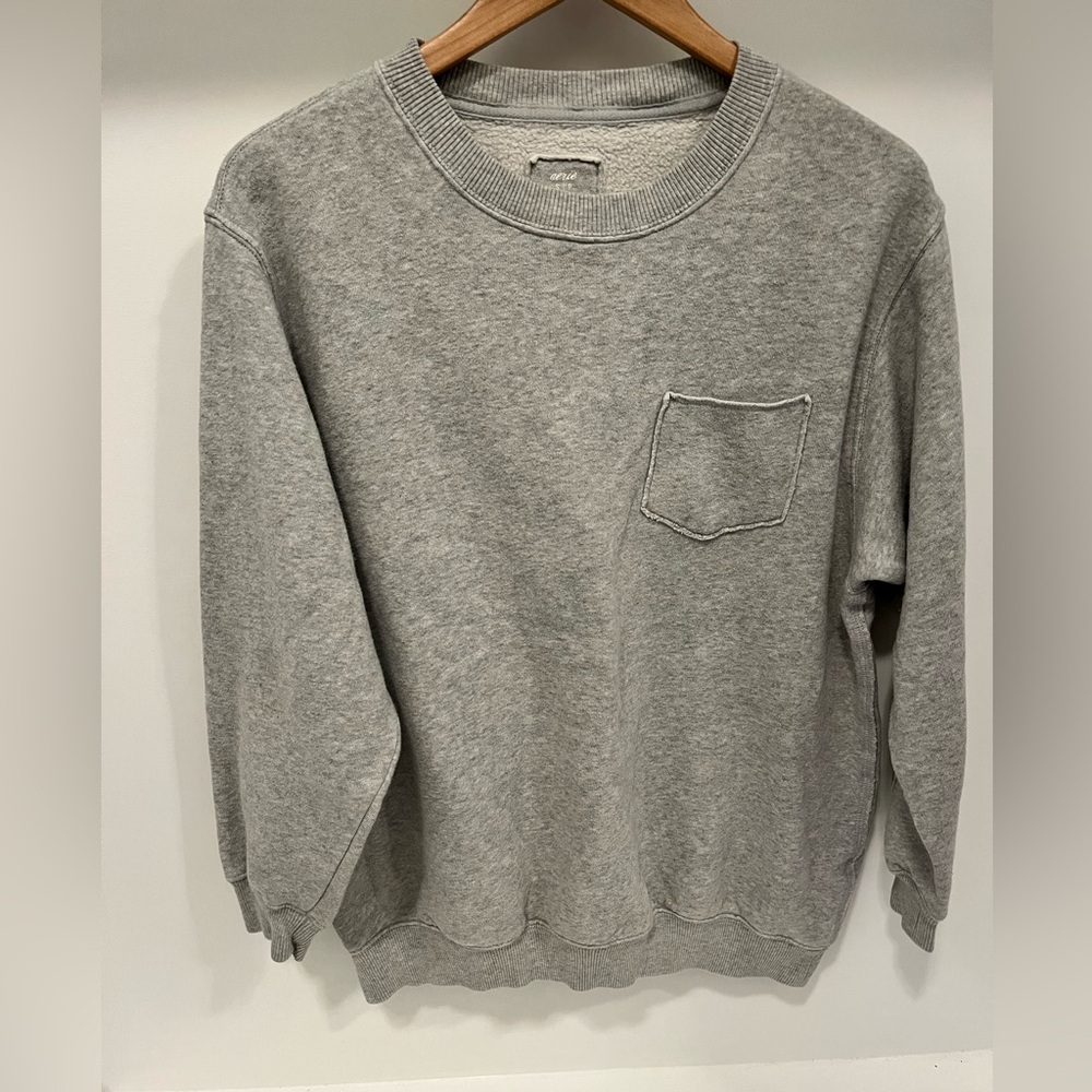 Aerie Heather Gray Pocket The Sweat Crew Everyday Crewneck Sweatshirt small S